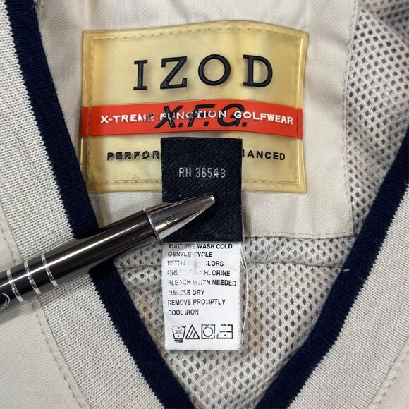 Izod X-Treme Friction Golfwear Vest Mens Large V-Neck Sleeveless Light Khaki - Picture 7 of 11